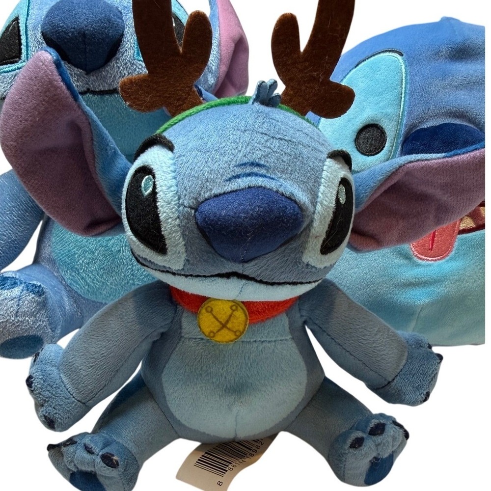 Disney Lilo & Stitch Plush Bundle Squishmallows Holiday Reindeer Just Play 3pc
